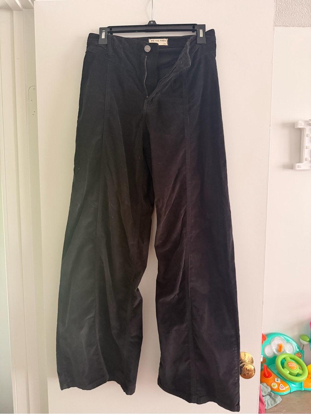 Free People Black Wide-Leg Corduroy Trousers